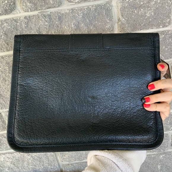 Vintage Y2K JUICY COUTURE Leather Steel Grey Flat Large Clutch Bag BRAND NEW - Picture 2 of 16